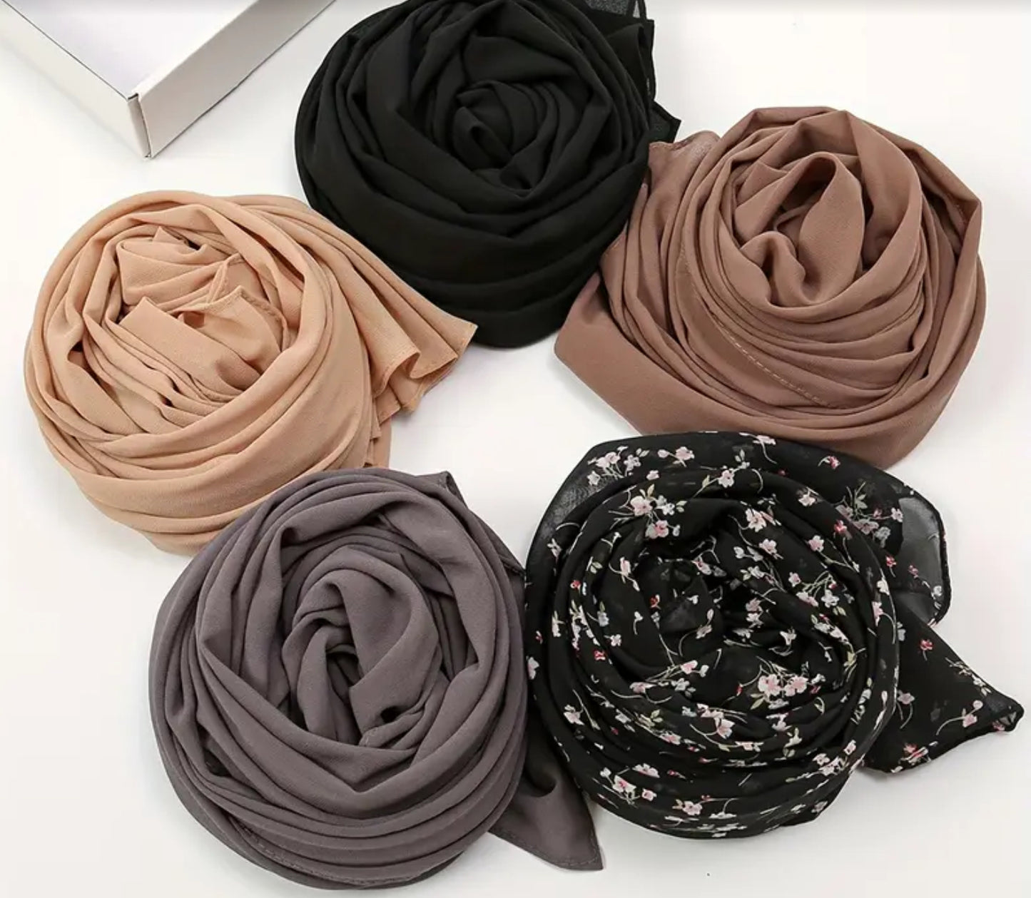 ✨5pcs Chiffon Scarves With 2pcs Hijab Pins✨