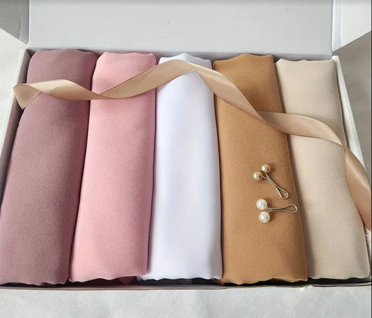 ✨5pcs Chiffon Scarves With 2pcs Hijab Pins✨