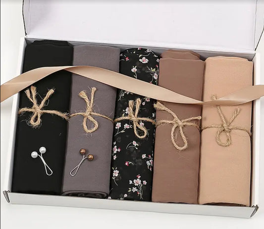 ✨5pcs Chiffon Scarves With 2pcs Hijab Pins✨